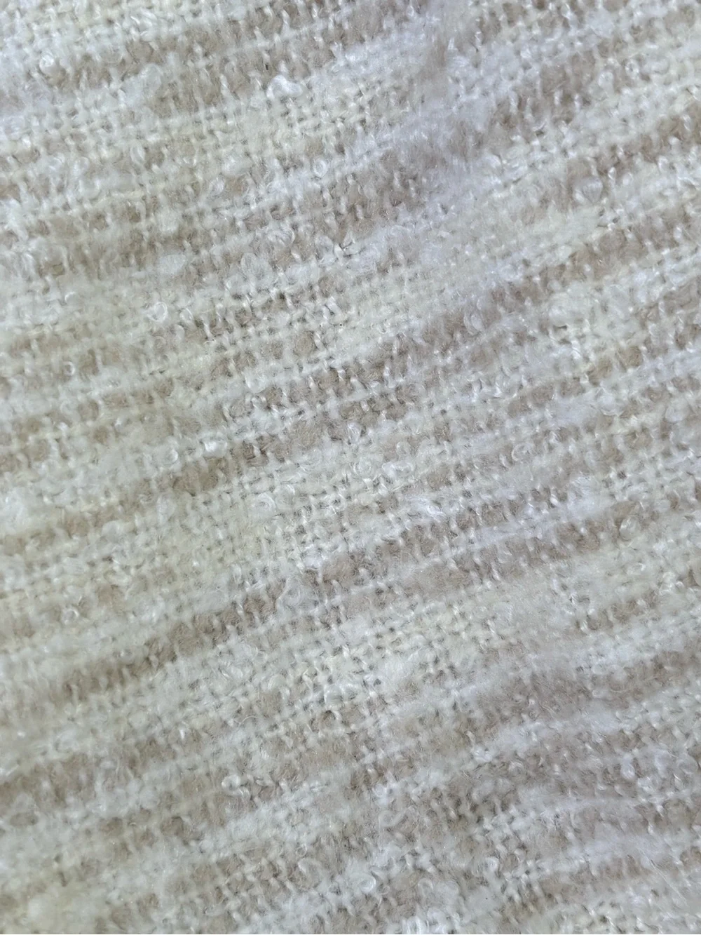 WEST ELM Cream Stripe Tassel Throw Blanket 44” x 56” Neutral Minimalist